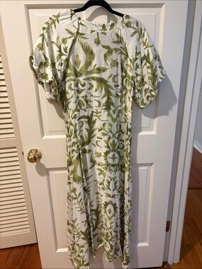 Green and White Maxi Dress Large